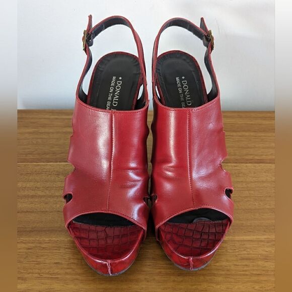 Donald J. Pliner Red Leather Cutout Heels 8 Tomato Girl Whimsigoth Coquette Girl - Picture 1 of 12